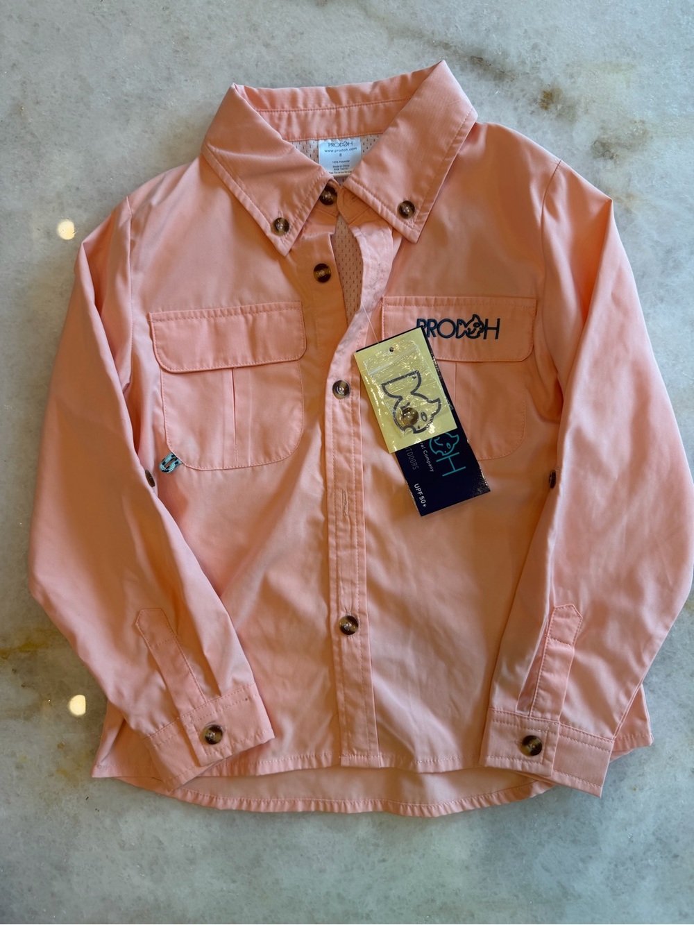 NWT Prodoh Girls Fishing Shirt - Salmon Rose - Sz 6